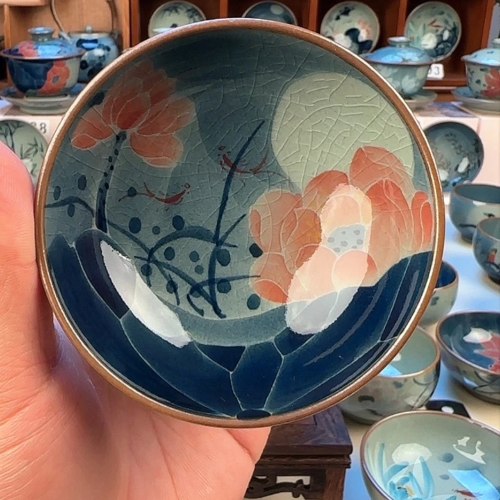 景德镇老陶泥茶壶普洱杯60毫升礼盒装