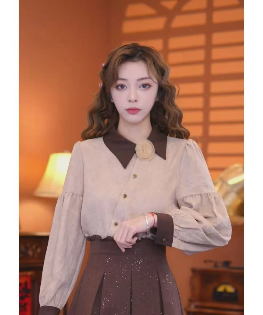 乐乐【蔷薇】秋款气质显瘦设计减龄新款上衣00893