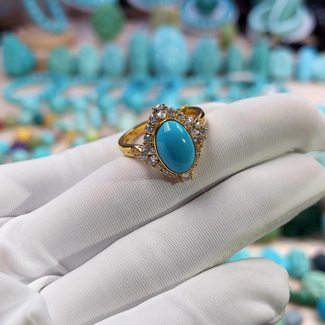 绿松石珠宝奇石18K金镶嵌