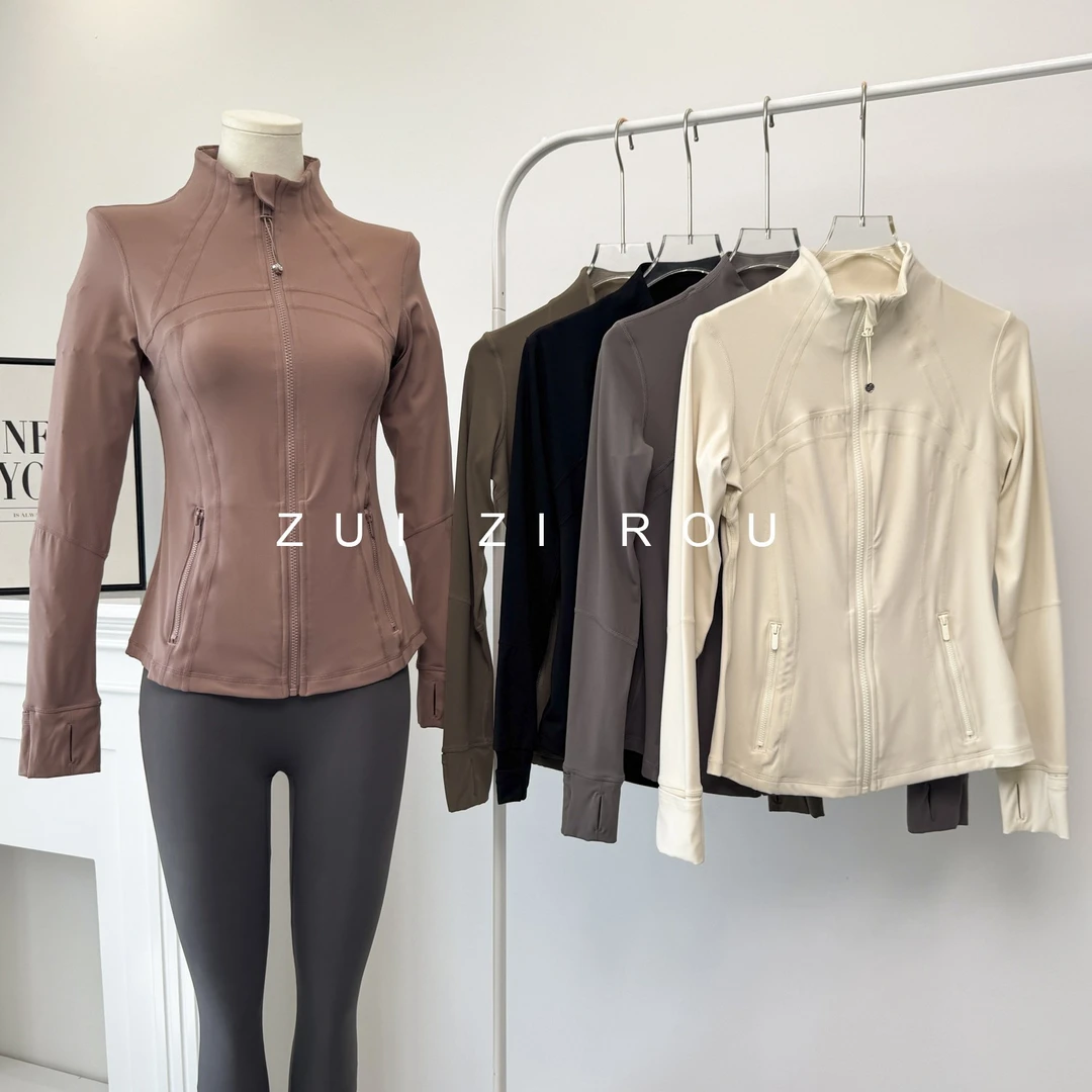 运动外套女春秋新款修身显瘦立领夹克健身跑步训练服瑜伽服上衣