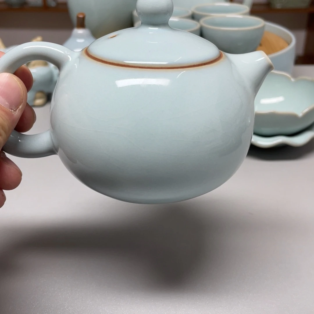 风***起瓷天青色瑕张君老师西施壶