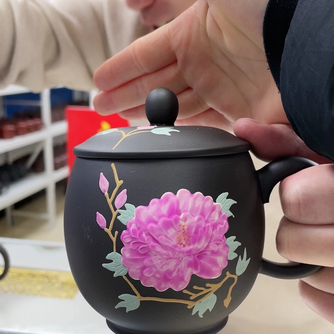 紫砂茶杯牡丹11111111111111111