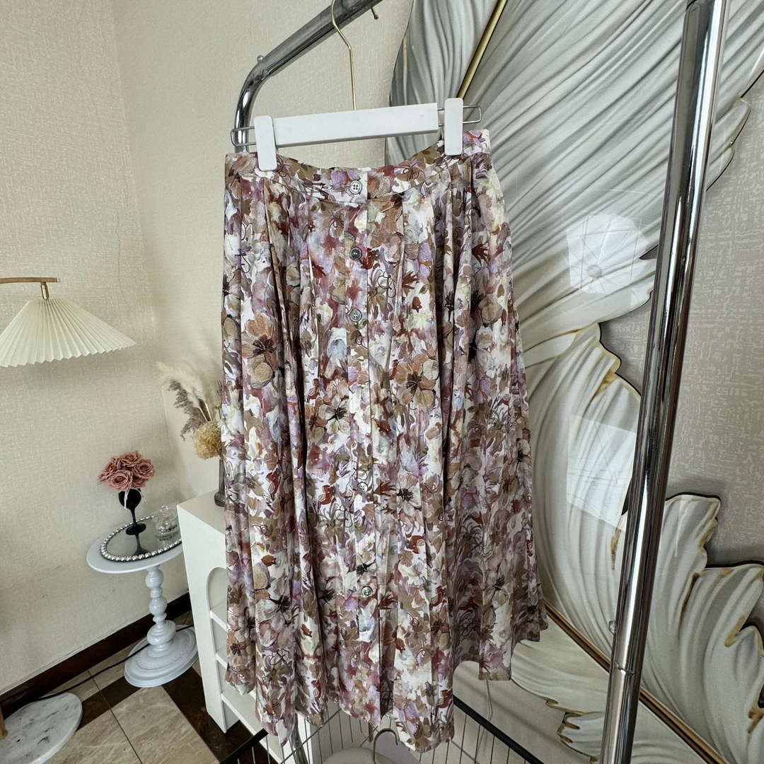 2455花色裙子A字裙半裙印花时尚百搭夏女