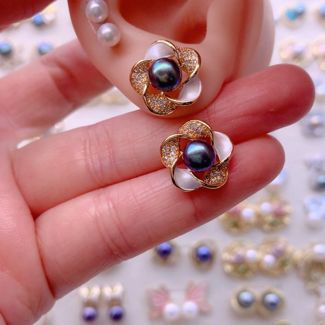 淡水珍珠合金耳饰