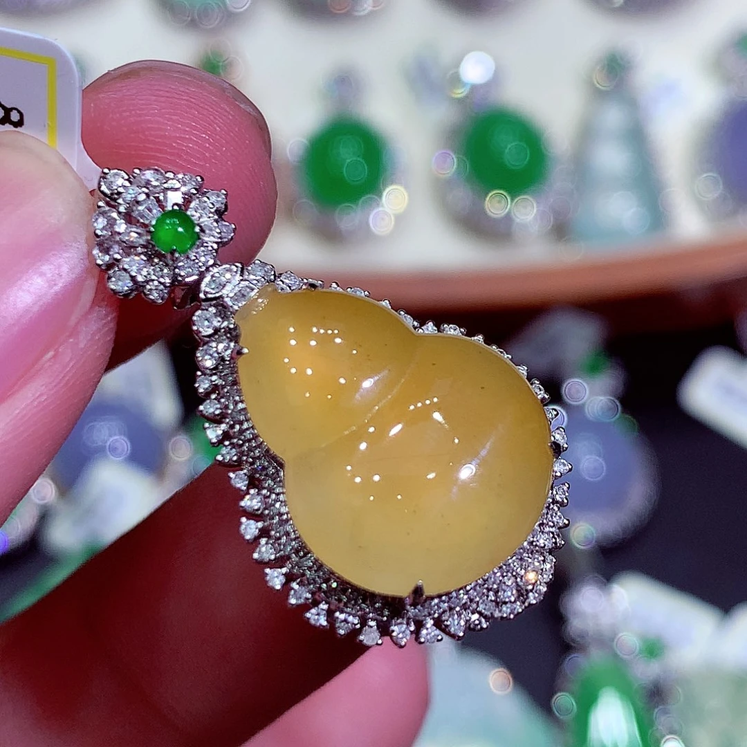 翡翠18K金镶嵌吊坠(不含链)