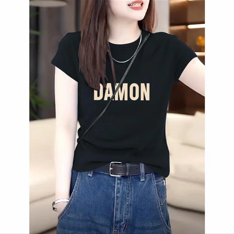 设计感小众正肩短袖t恤女装修身显瘦洋气黑色上衣2025新款夏季潮