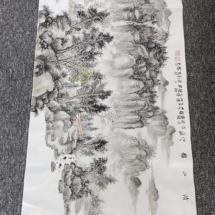 国画卖字画的小男孩