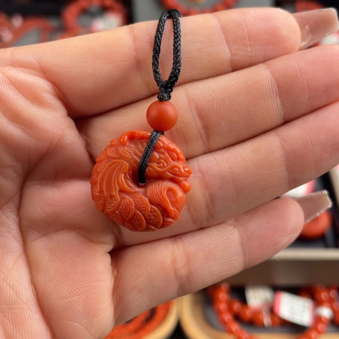 南红玛瑙未镶嵌吊坠(不含链)保山南红鱼化龙