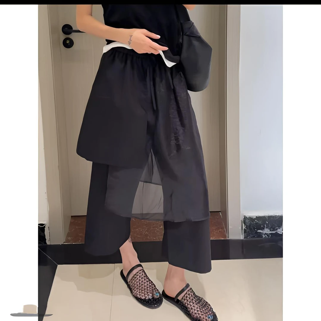 田渝淇服饰#2539✔ 夏季不规则屁帘宽松阔腿九分显瘦百搭休闲女裤