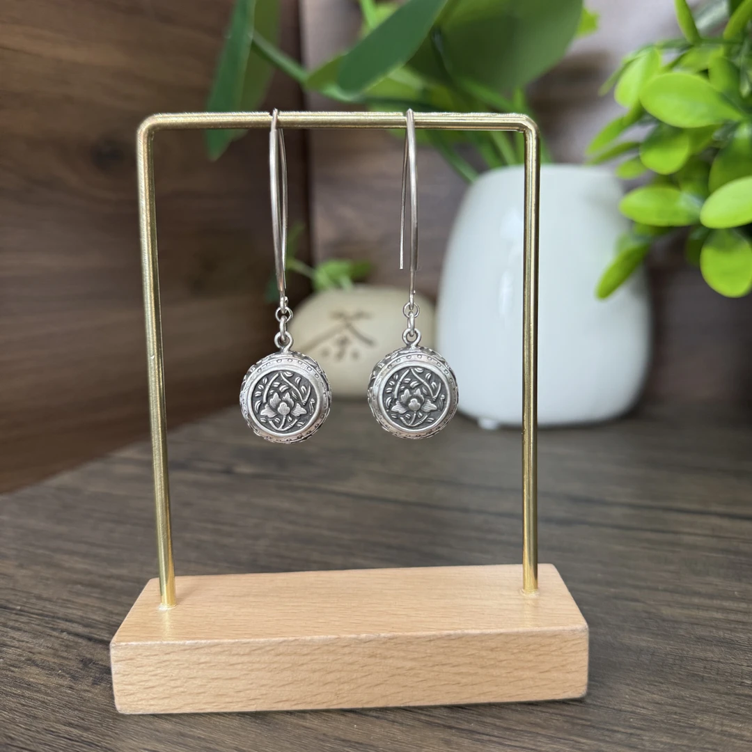 925银耳饰 小郑家纯银耳饰花鼓