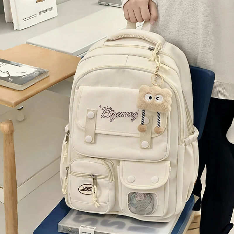 高中生书包韩版学院风日韩学生双肩包女日系小清新字母背包