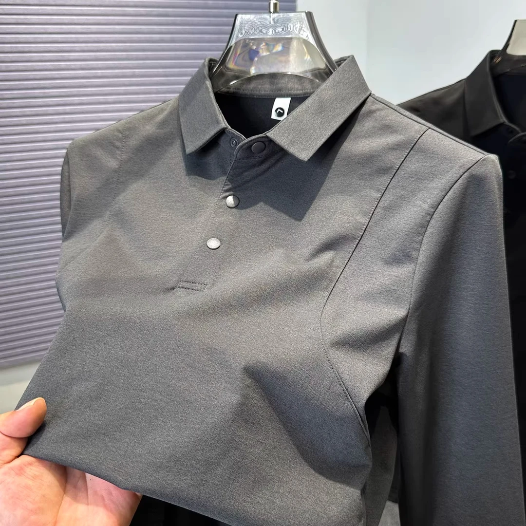 迪桑面料polo衫男款轻量化户外运动速干多功能长袖t恤翻领卫衣秋