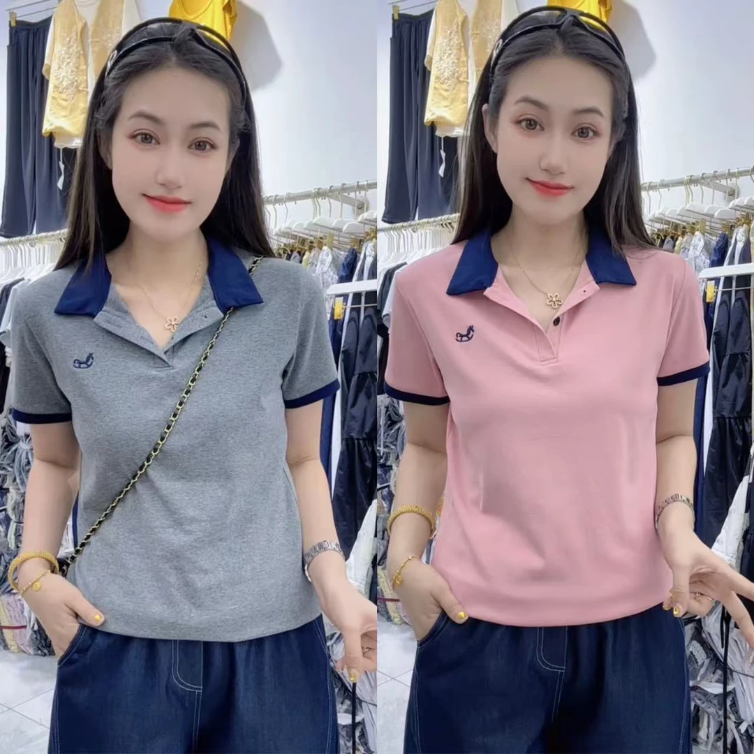 852 新款韩版休闲时尚拼接短袖透气上衣T恤女