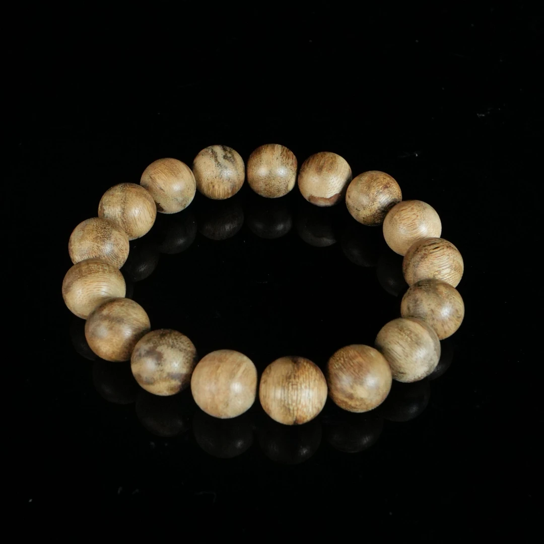 B2870 老挝软丝虎斑棋老料沉香手串 1.38cm 15.2g
