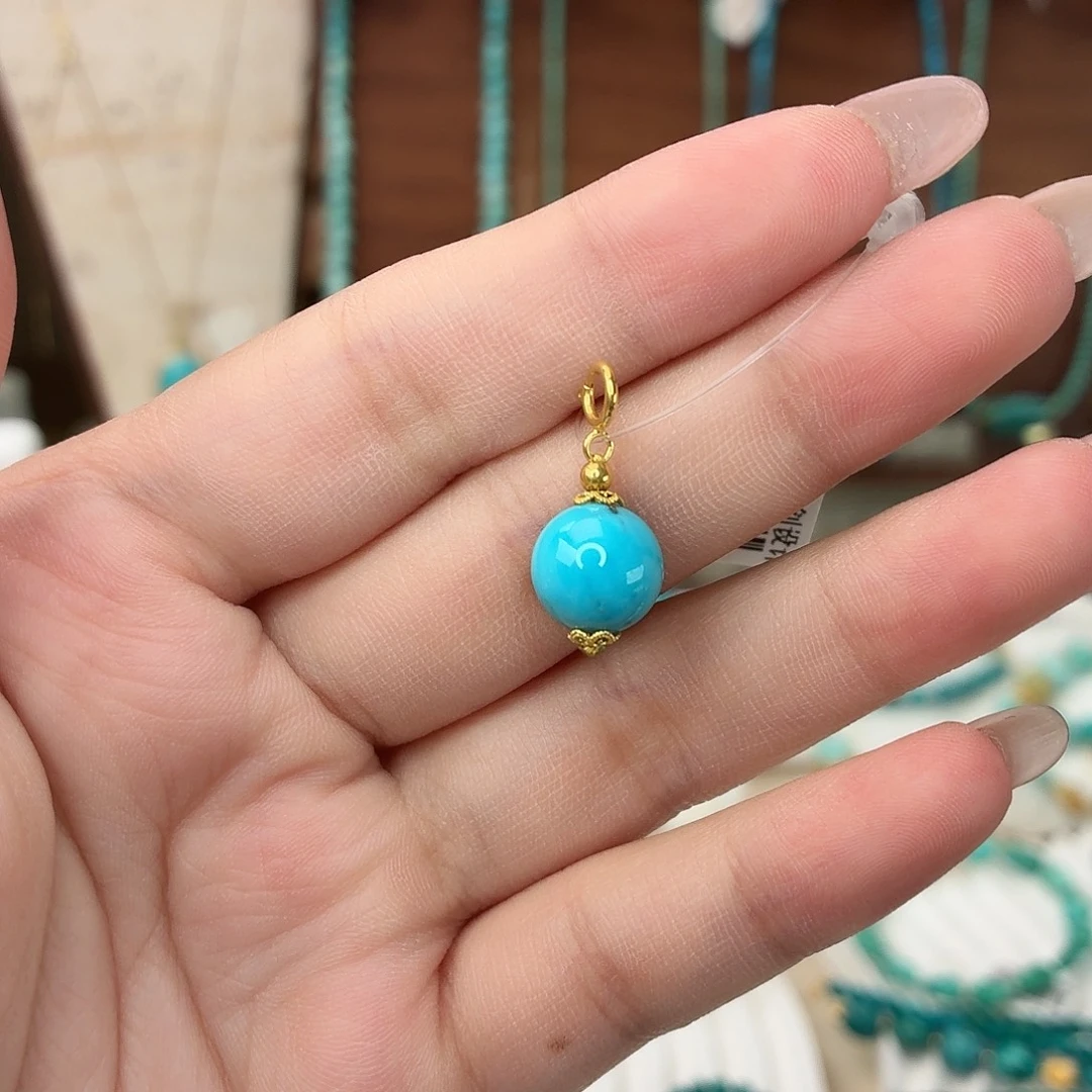 绿松石18K金镶嵌吊坠(不含链)