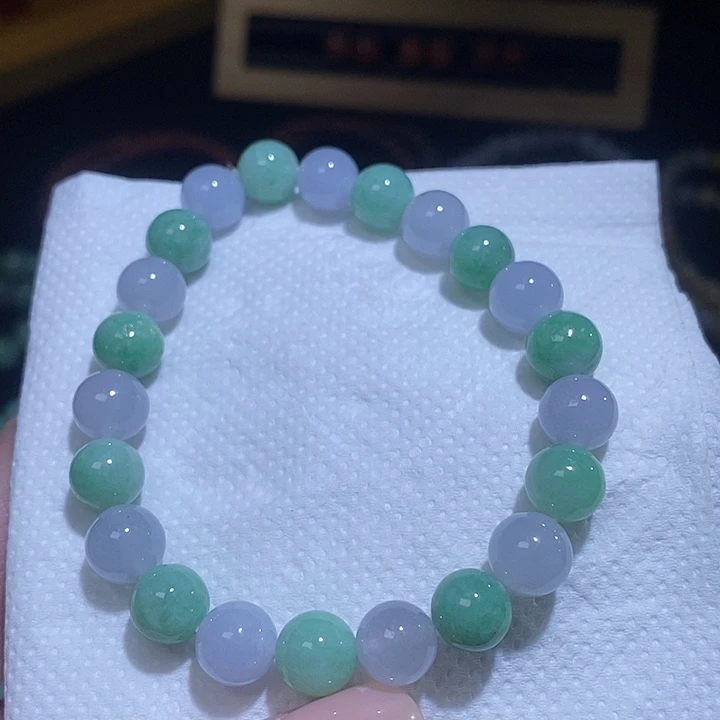翡翠合金手链冰紫阳绿翡翠手链