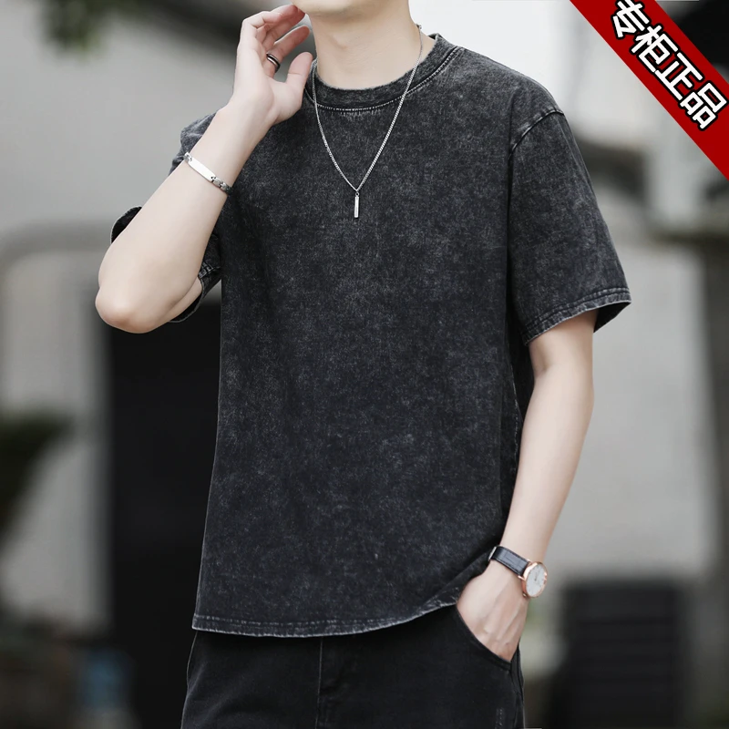 【100%纯棉】鄂尔多斯市产夏季新款中青年男士t恤圆领百搭短袖上衣