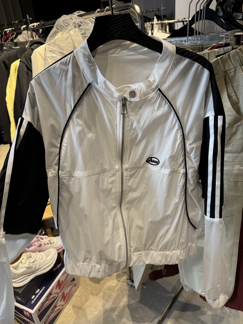 春秋现货黑白拼接防晒外套7759