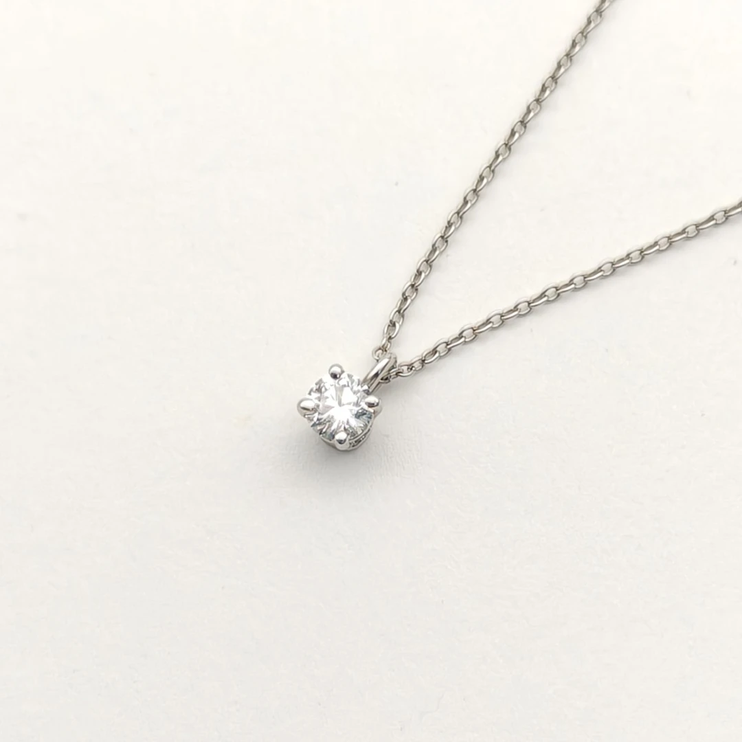 99新 Tiffany & Co./蒂芙尼 小花柳 钻石 pt950 四爪 单钻 项链