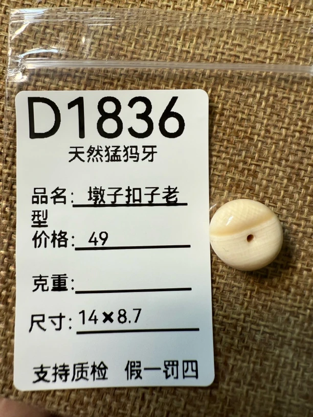 D1836猛犸牙平安扣墩子配饰