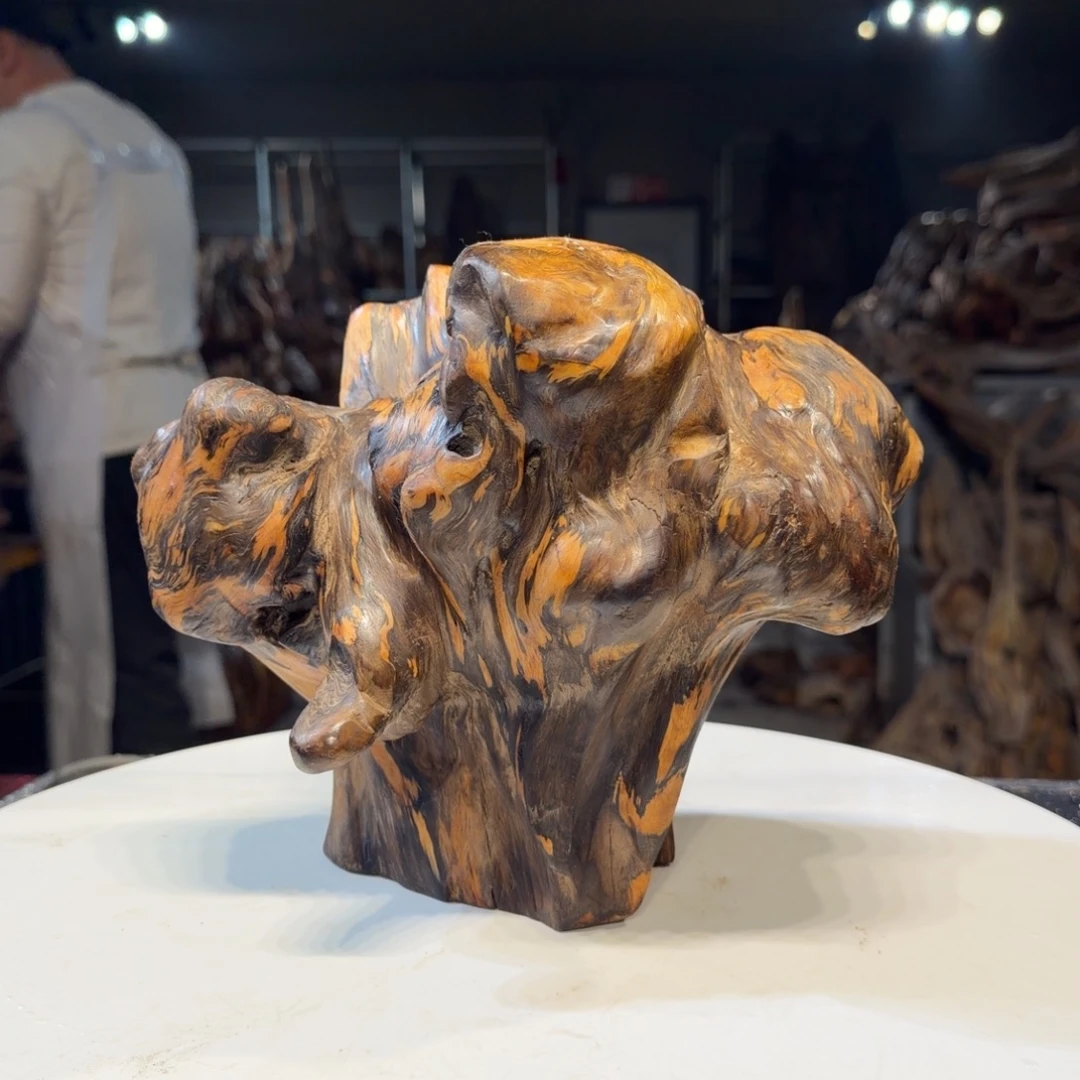 瑶***凤木王一刀琥珀木摆件130