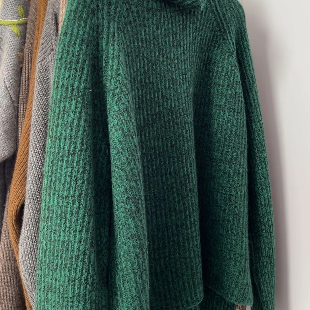 元宝针 花纱 高领 羊绒衫