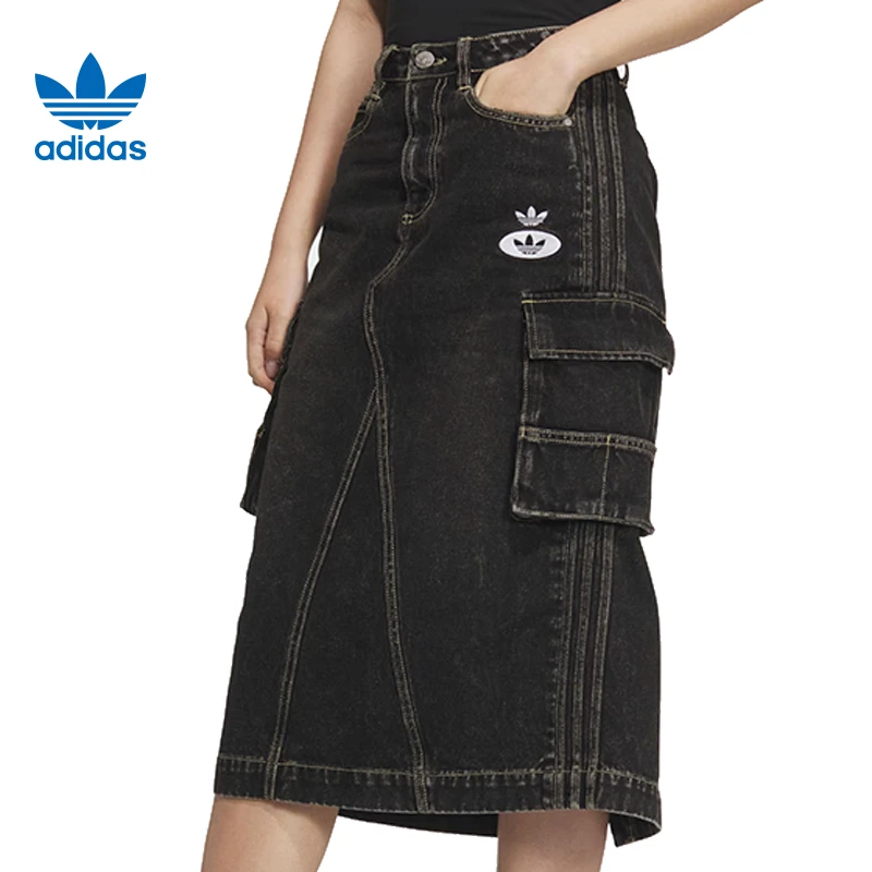 adidas阿迪达斯女子RAC DENIM SKIRT牛仔长裙JX6864
