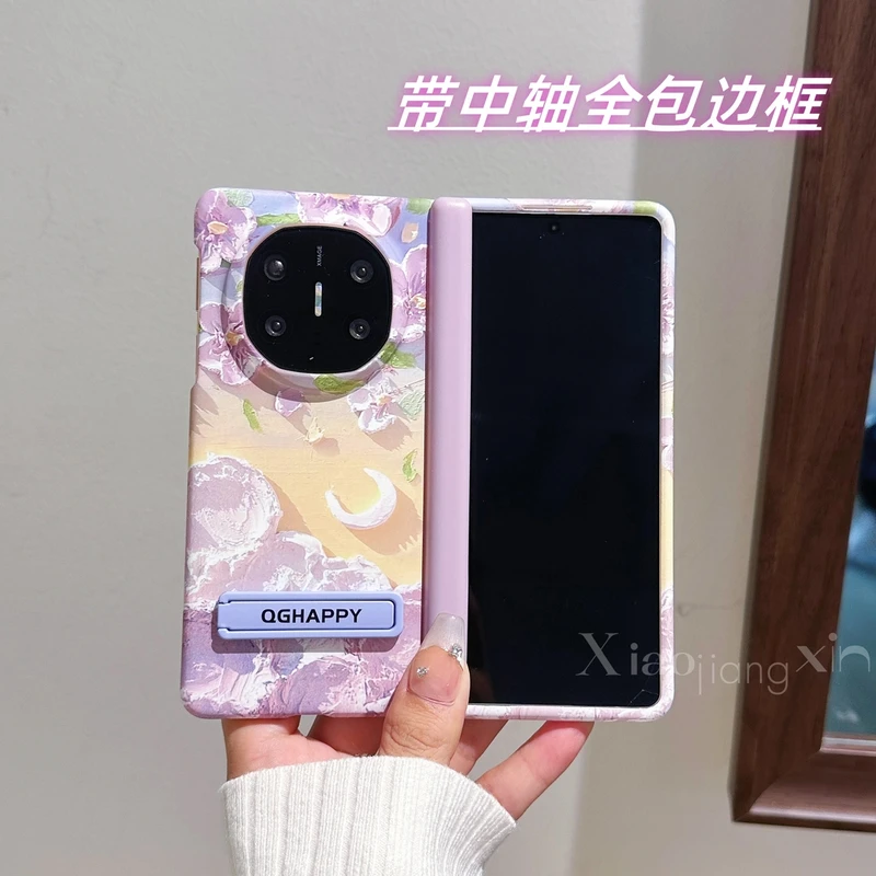 适用华为mateX6折叠手机壳X5高级月亮花X3中轴全包荣耀MagicV3女