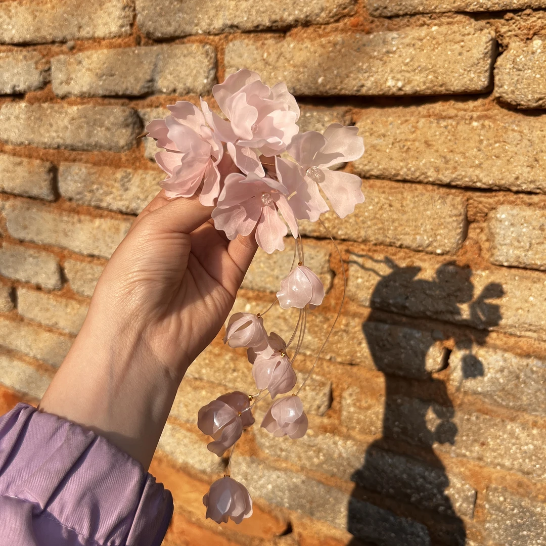 【垂丝海棠】半热缩汉服配饰古风饰品头饰发饰发簪软杆青黛原创古风