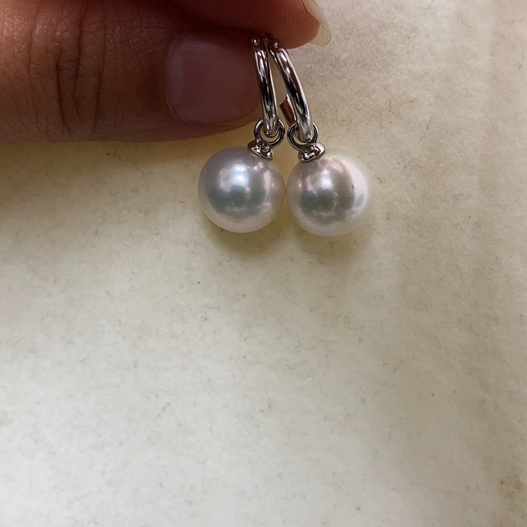 银S925镶嵌淡水珍珠耳饰