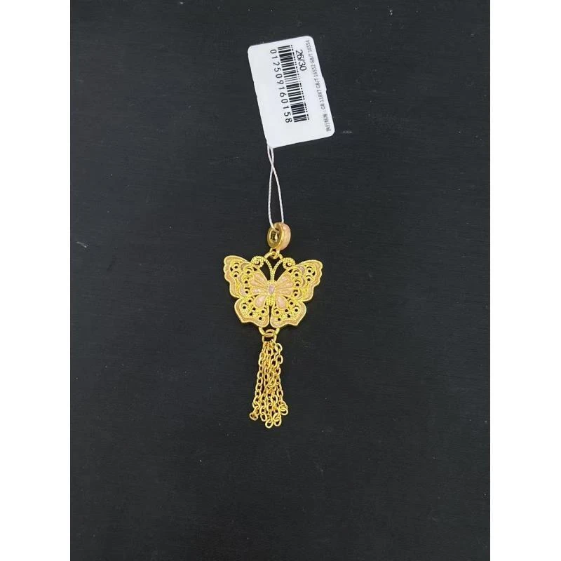 【金展珠宝】足金  蝴蝶流苏吊坠 紫色