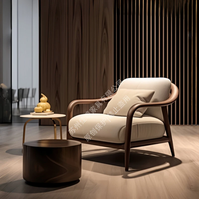 意式极简单人沙发椅 真皮客厅休闲椅 小户型卧室懒人靠背休闲椅