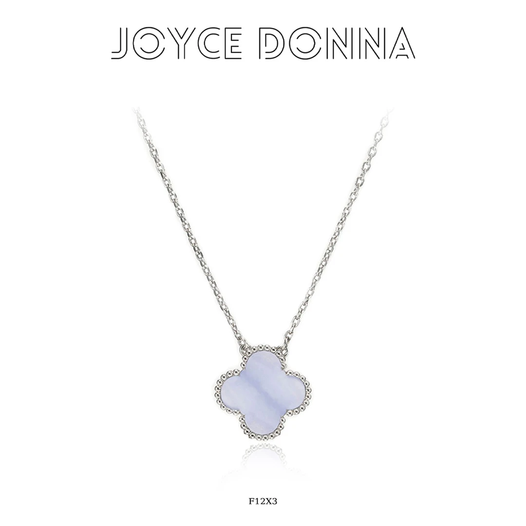 925银 镀K金 轻奢气质高级感紫色四叶花朵项链 F12X3