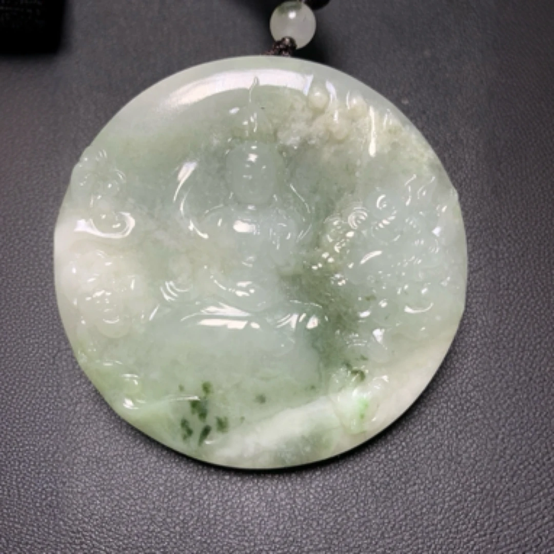天然玉石南阳特色独山玉守护平安文殊菩萨吊坠A533：53×53×8.5mm
