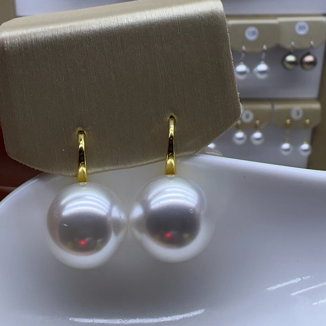 淡水珍珠银S925镶嵌耳饰
