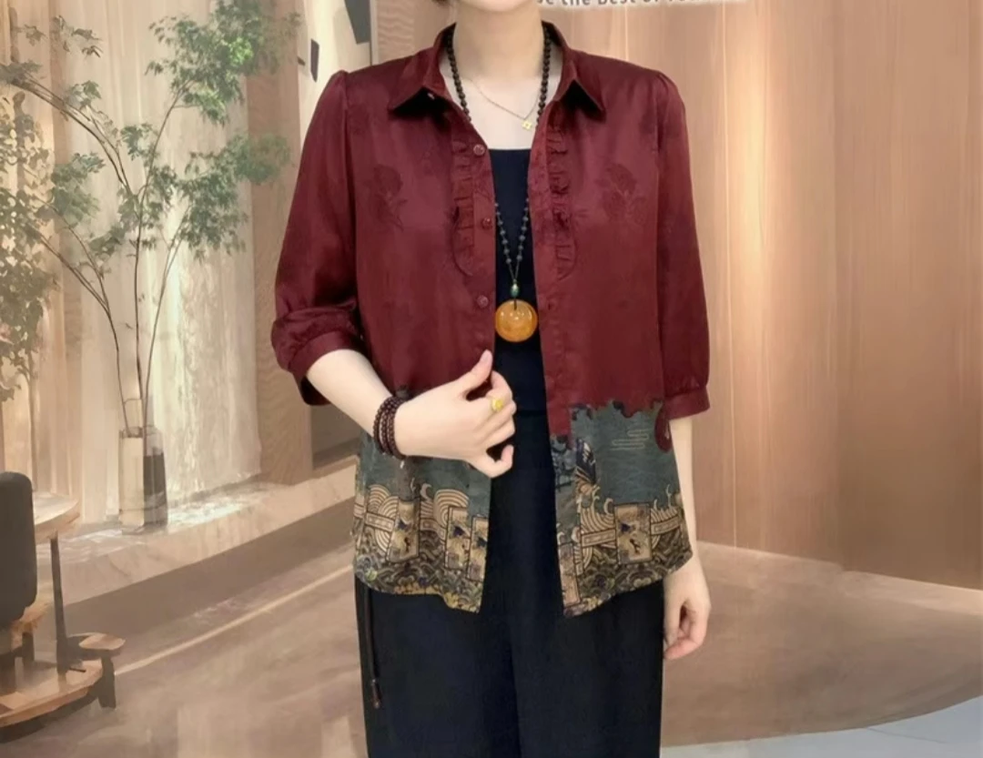 衬衫领(J8601)高品质定位花开衫