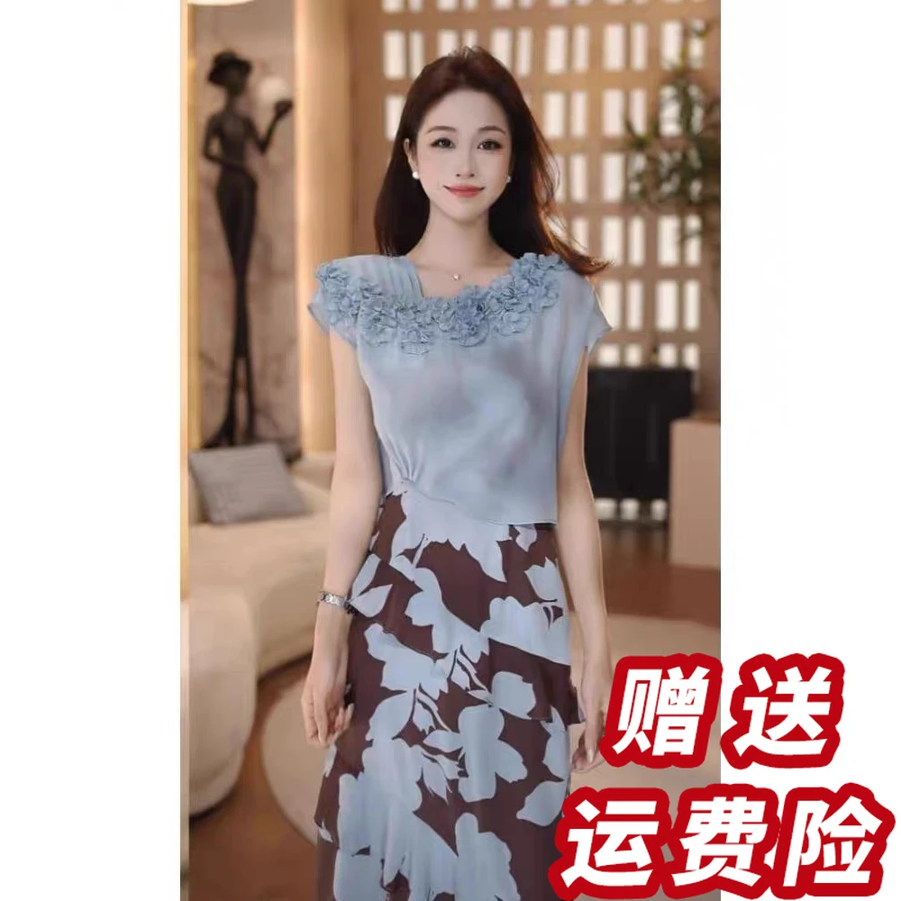 （赠送运费险）轻熟气质套装女立体花得体穿搭一整套连衣裙A5168