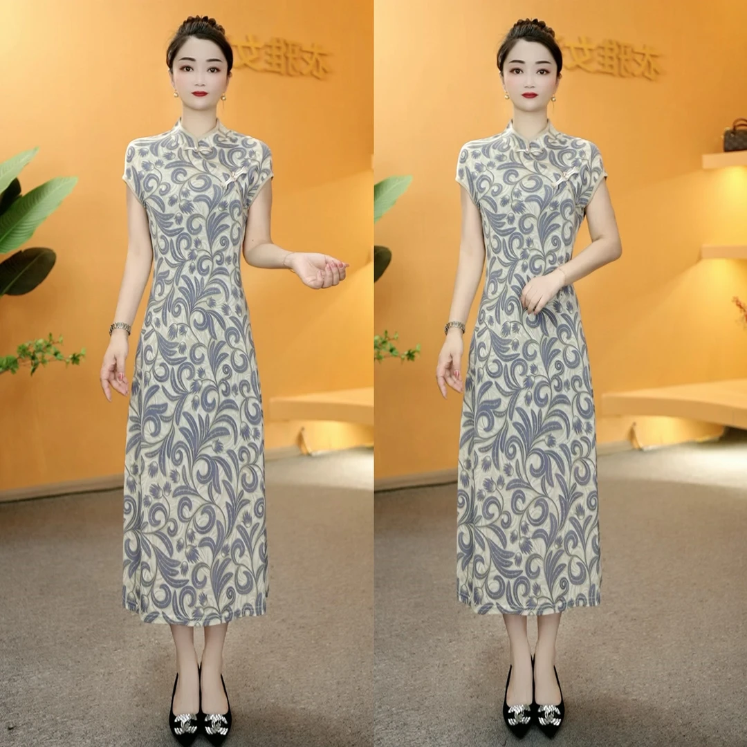 【衣雅严选】8082-1981#夏季新款斜门襟简约款新中式旗袍连衣裙
