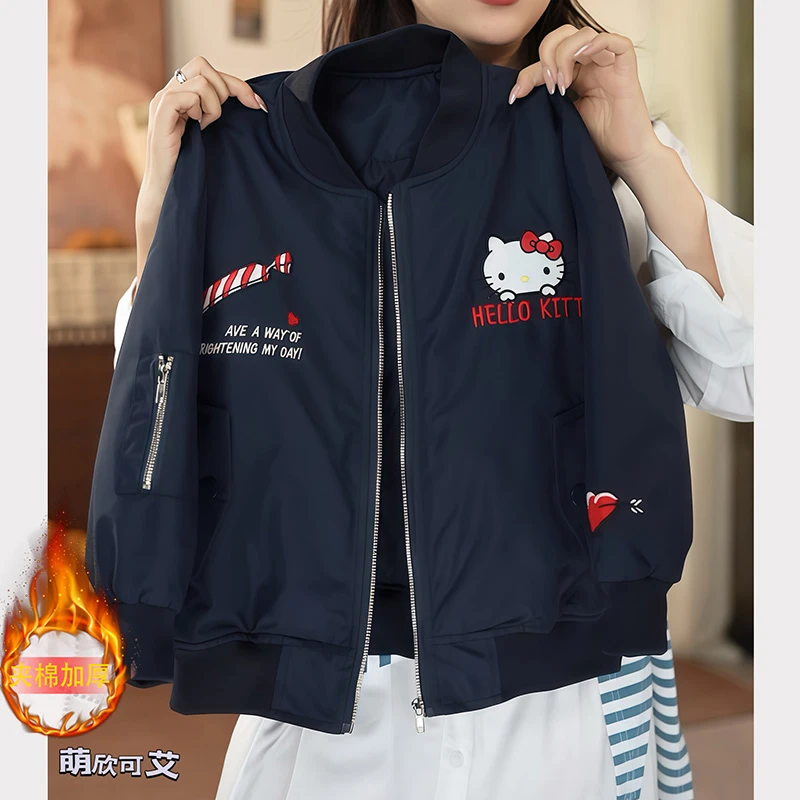 女童夹棉棒球服外套秋冬2025新款刺绣卡通加厚棉服二棉上衣保暖潮