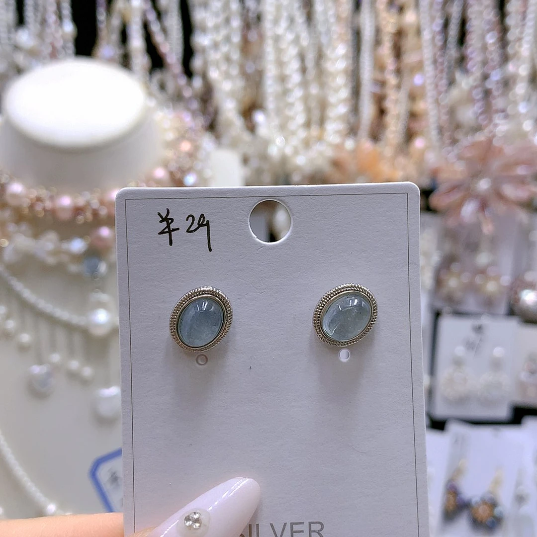 银S925镶嵌耳饰淡水珍珠
