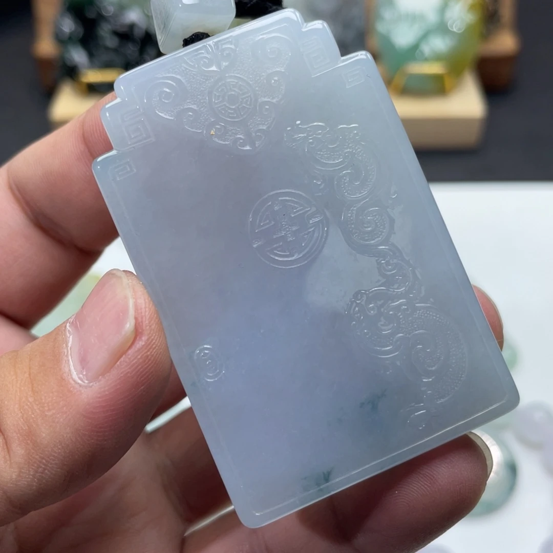 翡翠未镶嵌颈饰仿古无事牌