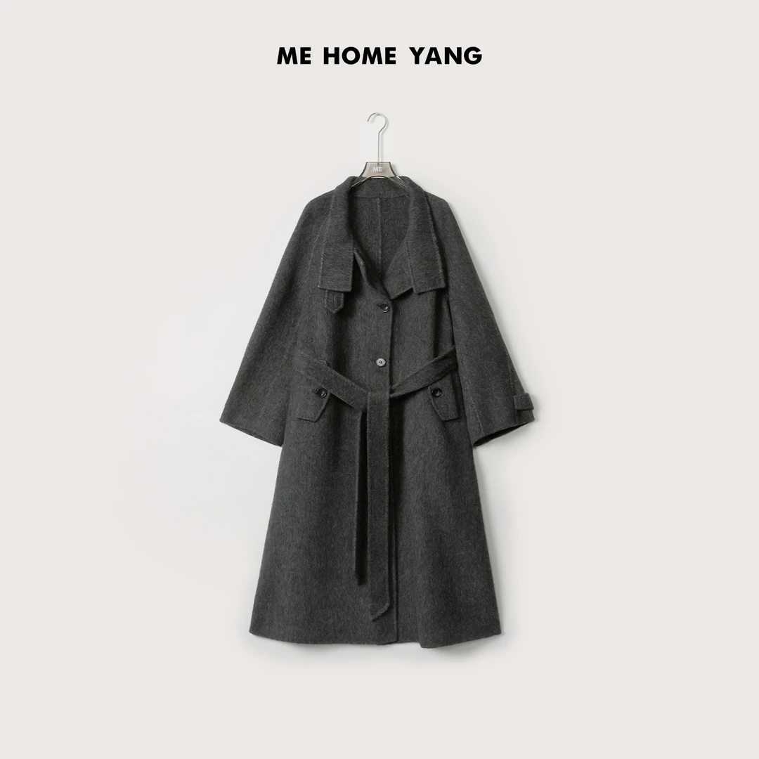 ME【凯蒂大衣】牦牛绒桑蚕丝绵羊毛混纺含腰带中长款大衣女MEQA0953