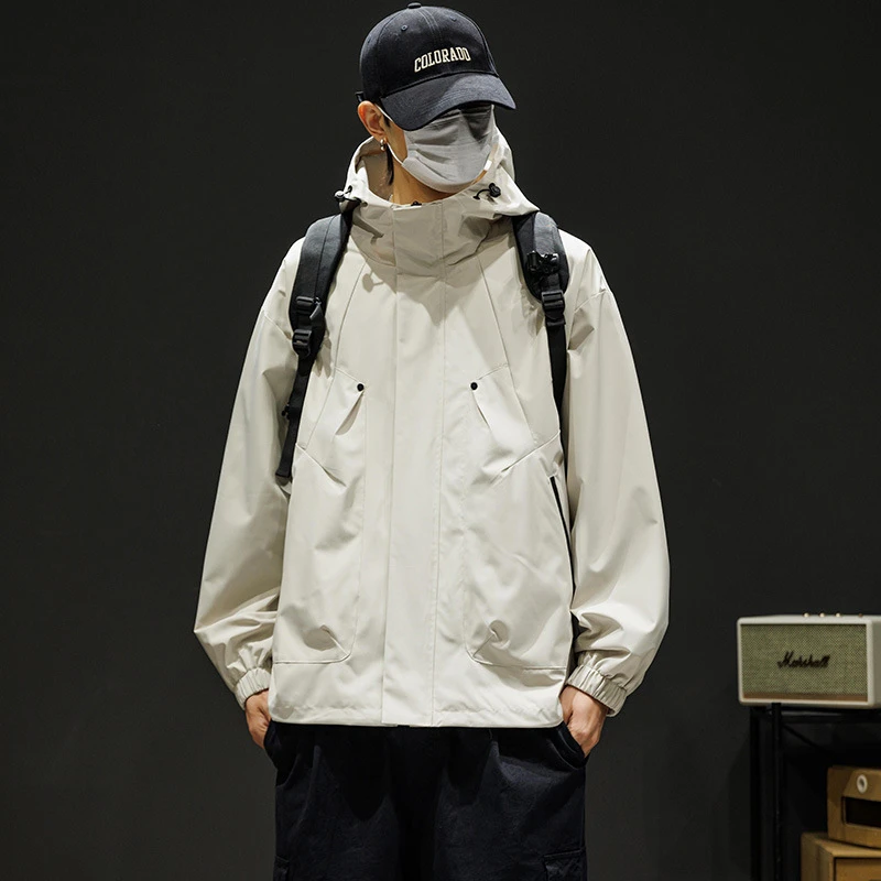 2025秋季新款ins港风连帽夹克宽松大码胖子运动户外防风防水外套
