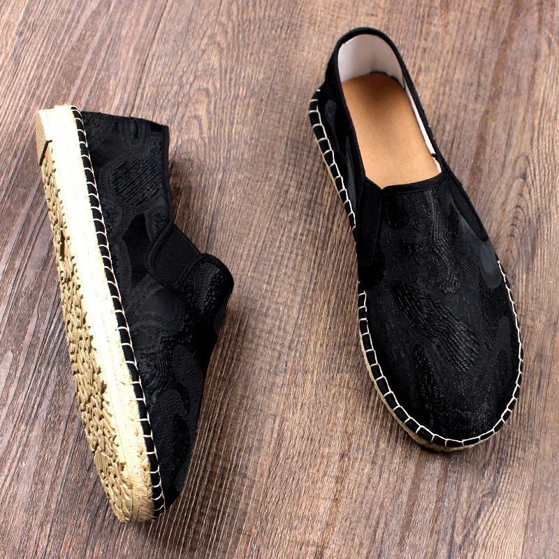 夏季新款老北京布鞋男软底不累脚透气亚麻手工一脚蹬轻便耐磨工作