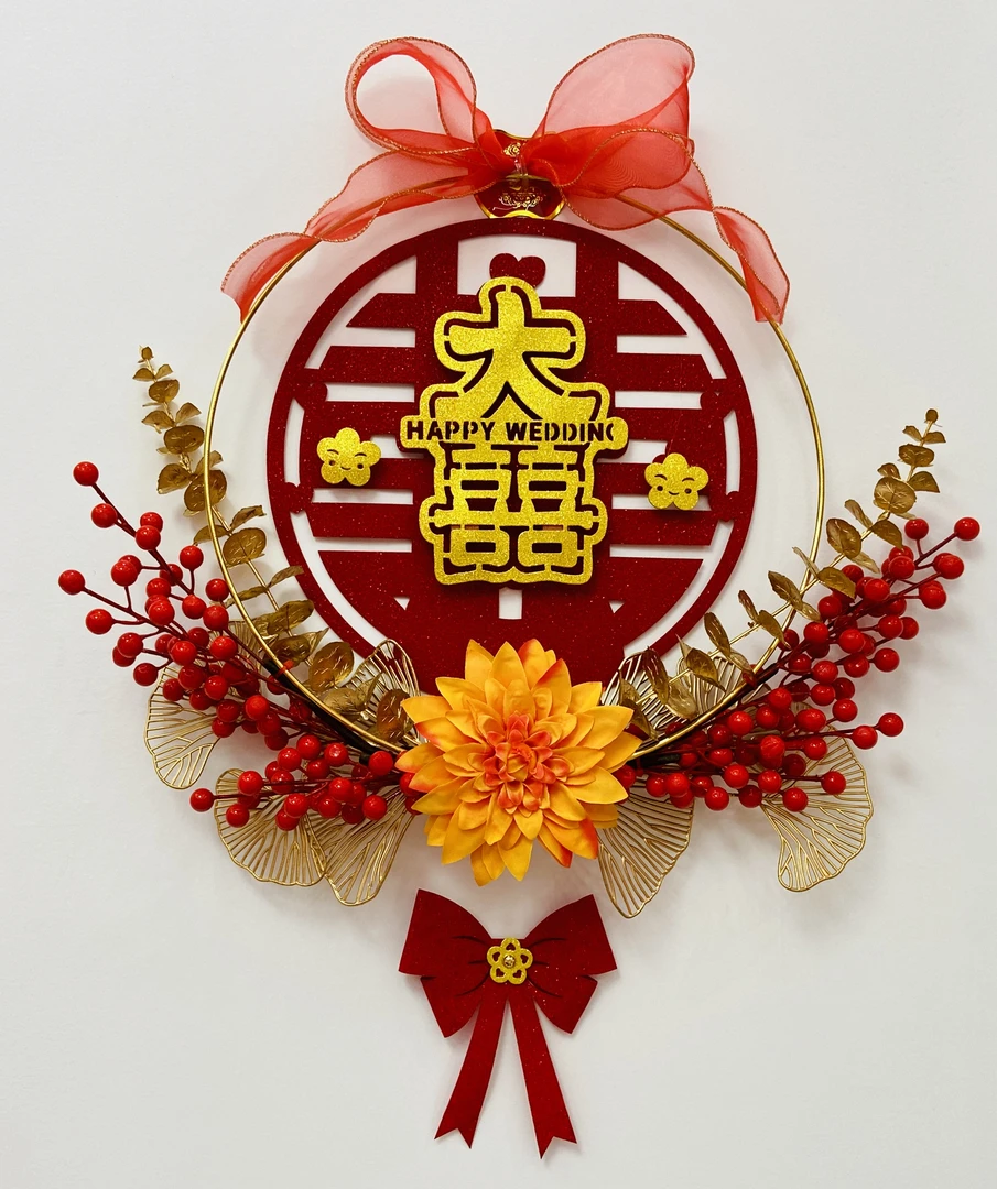 新款喜字花环门喜