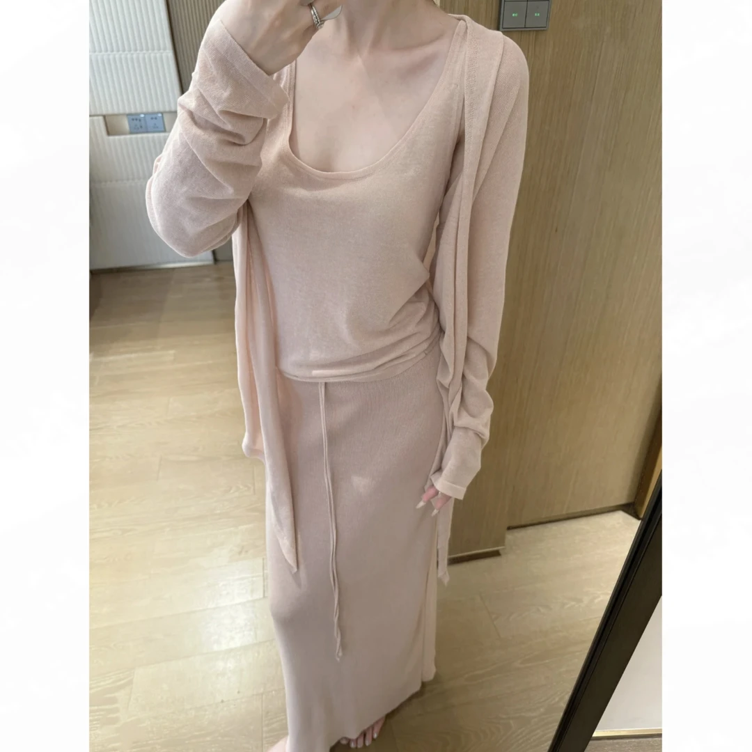 夏季新款开衫吊带背心半身裙防晒凉感套装