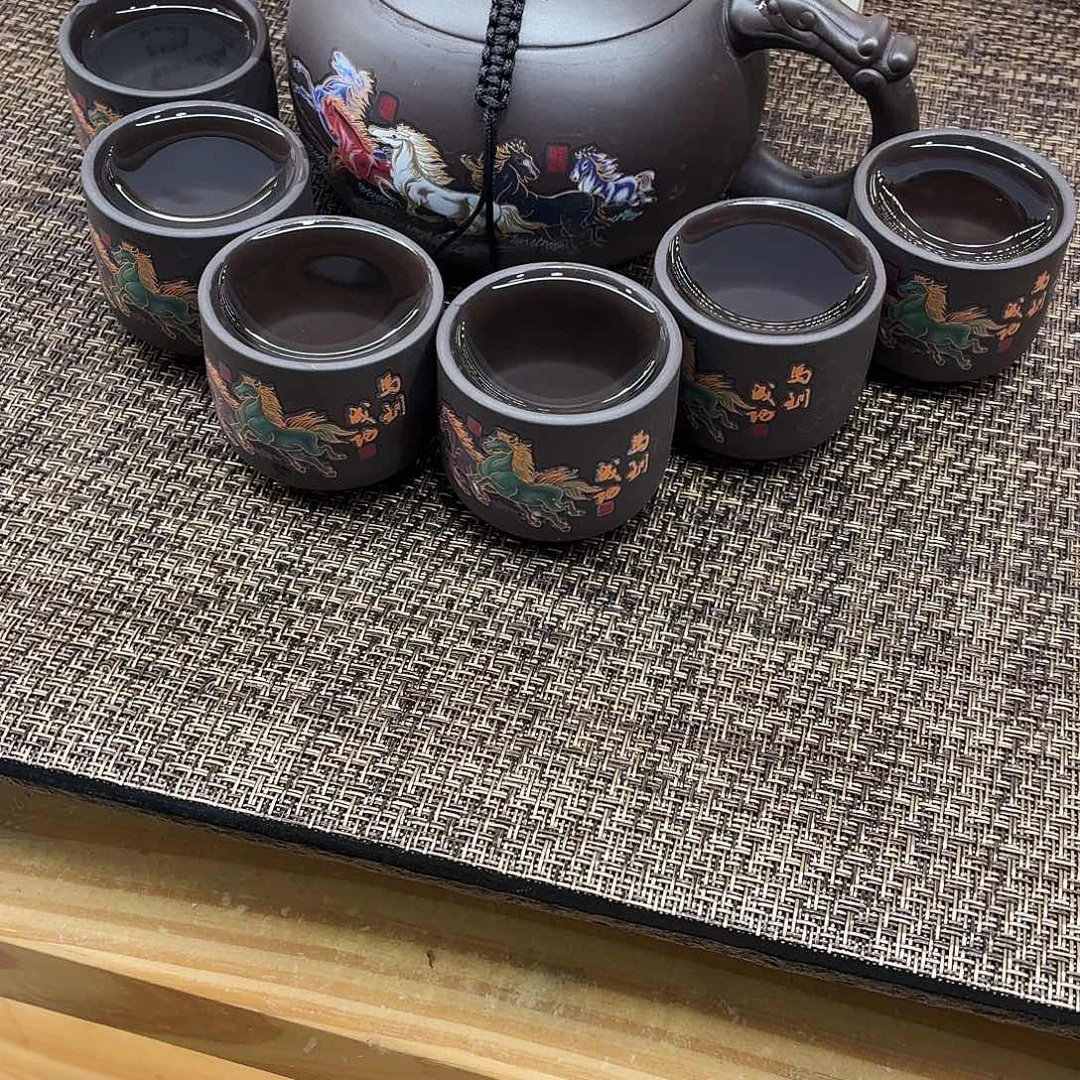 紫砂茶壶马到成功500CC一壶六杯