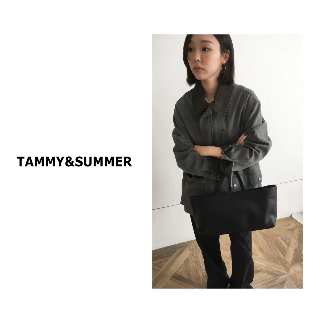 【Tammy&Summer】韩版廓型宽松时尚百搭复古绿色工装翻领外套259004