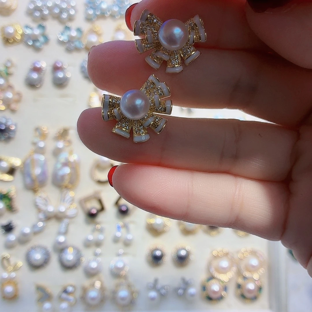 合金耳饰淡水珍珠