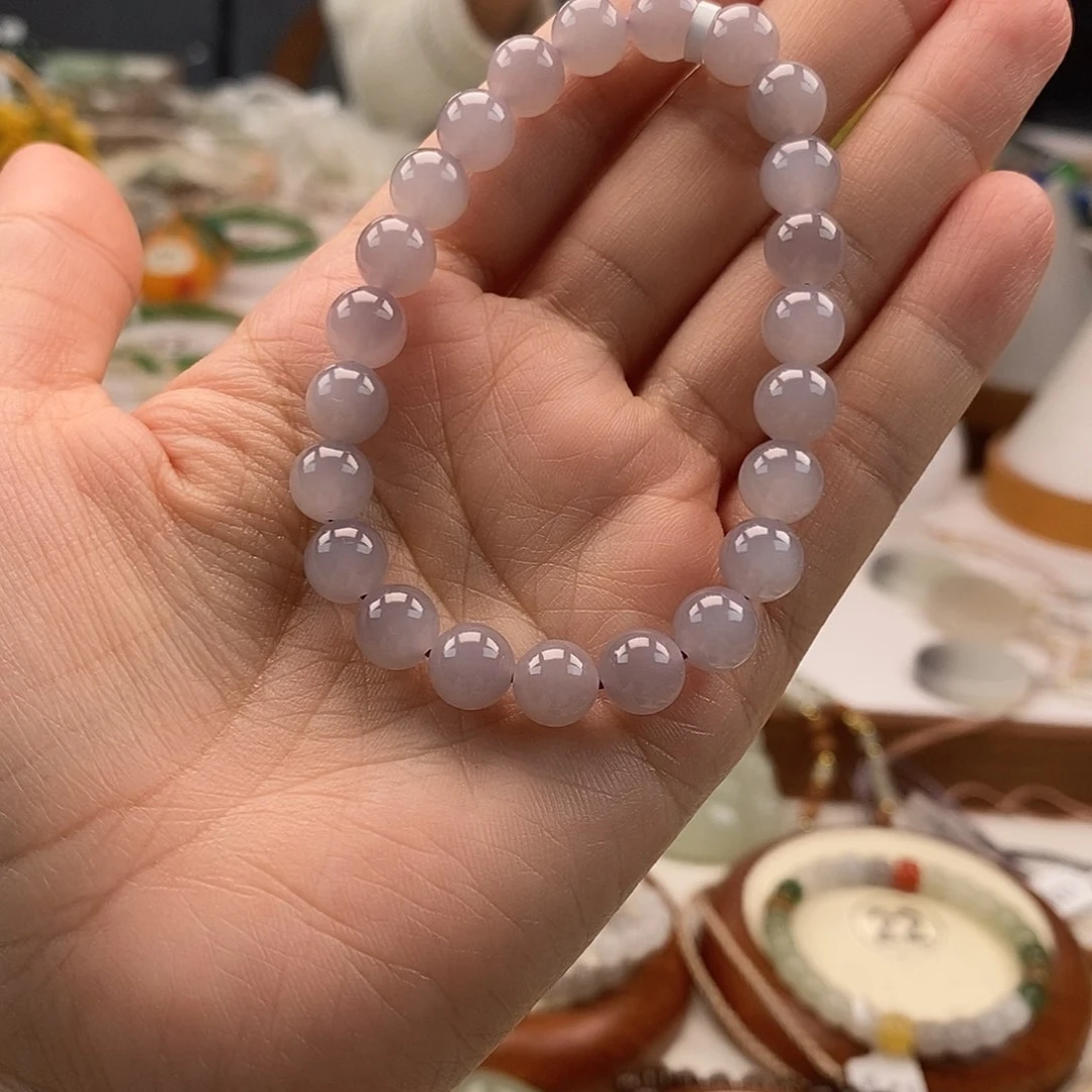 和田玉手串未镶嵌水**青
